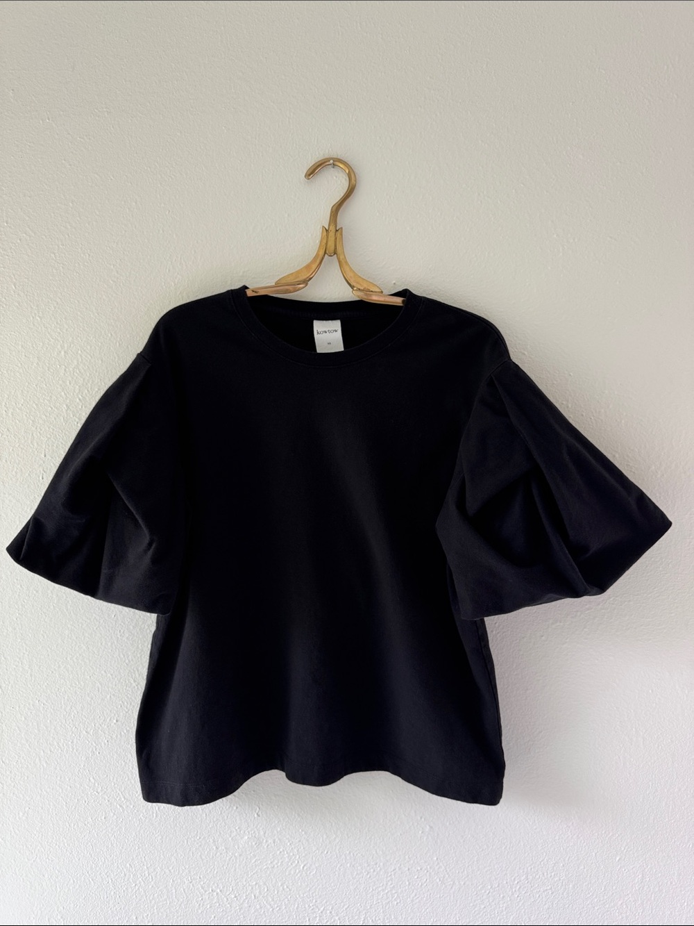 Kowtow Black Puff Sleeve Top XS